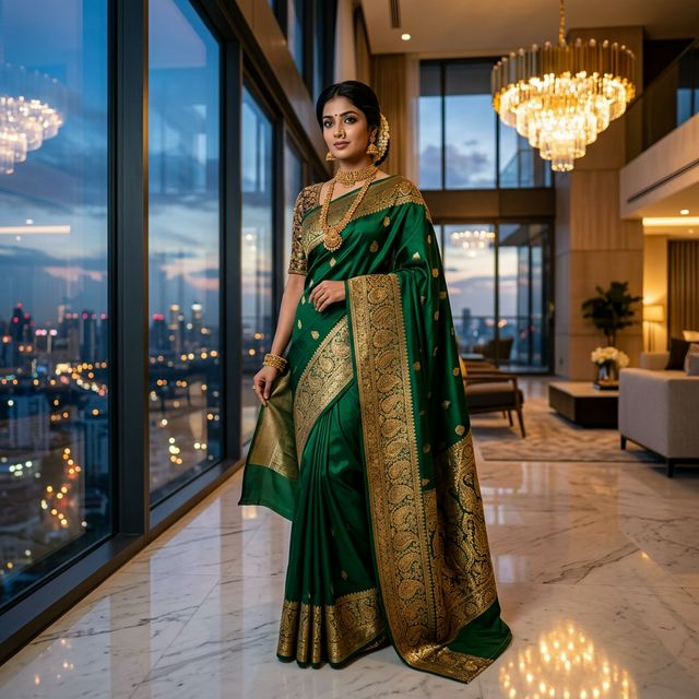 Purple Banarasi Silk Saree